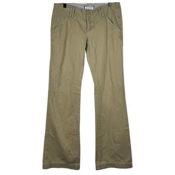 Vintage Y2K Abercrombie & Fitch Low Rise Khaki Flare Jeans 2000s Size 4 Long